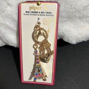 Piper K Eiffel Tower with keys to my heart bag, charm and  keychain
